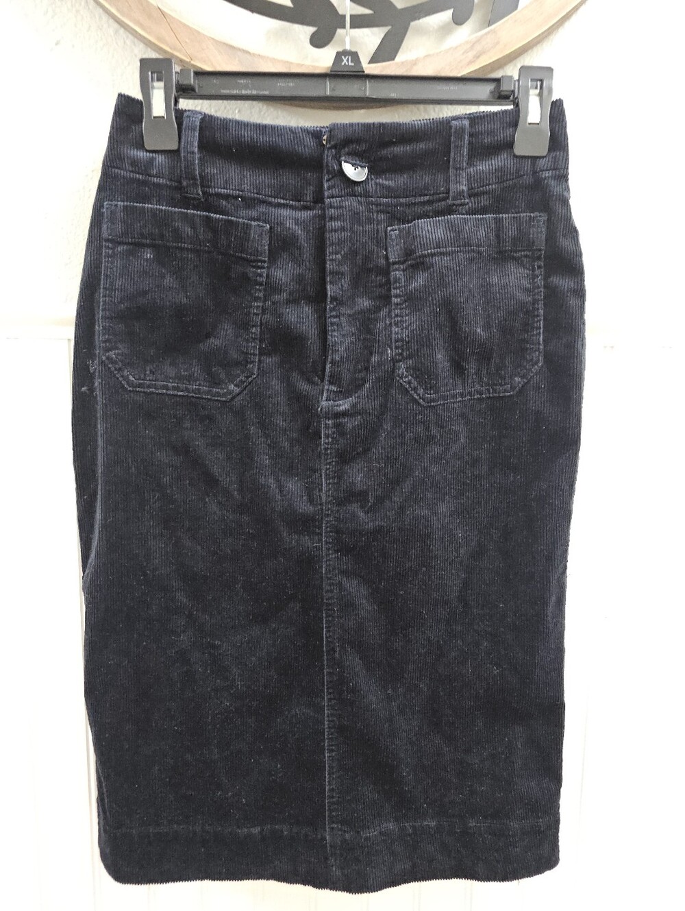 Maeve Corduroy Pencil Skirt in Black
